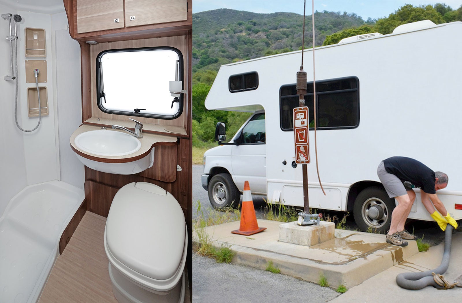 Portable RV/camper toilet and holding tank setup in Chesterfield, Missouri